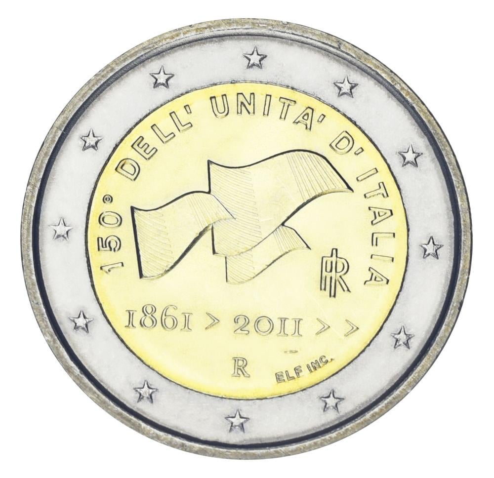 Коллекционная монета Италия 2 евро 2011 150 лет Объединению Италии UNC (KM#338)