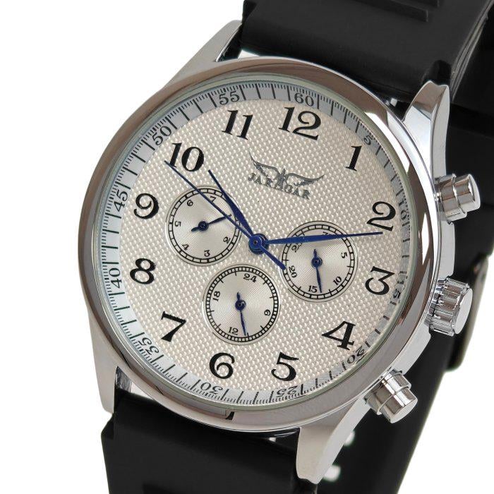 Часы мужские Jaragar Elite Rubber 2 ремешки со стальным корпусом 41х10 мм Серебро с черным (150-96-2221) Часы мужские Jaragar Elite Rubber 2 ремешки со стальным корпусом 41х10 мм Серебро с черным (150-96-2221)