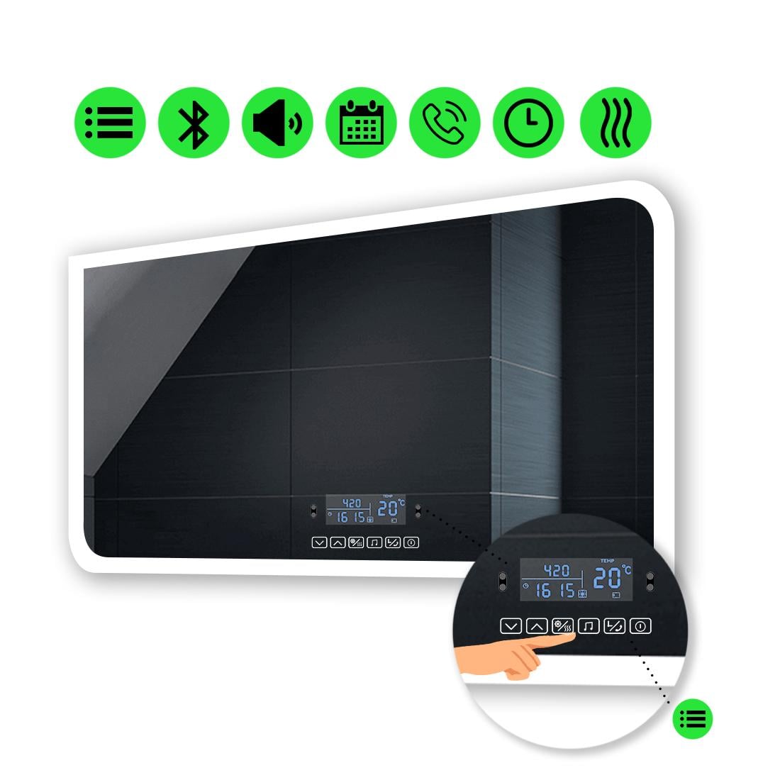 LED-зеркало 120x80 см с Smart-блоком и подогревом Kruka (Krukag215)