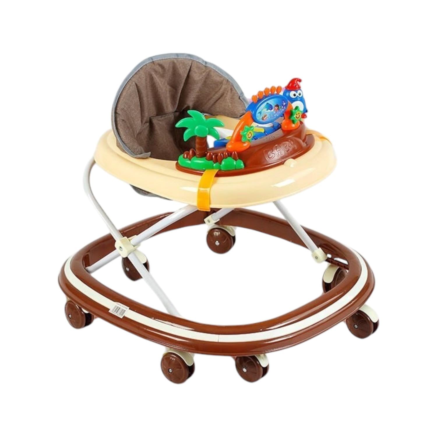 Ходунки JOY В-61030 с музыкальной панелью/регулировкой высоты и силиконовыми колесами Коричневый (145119)