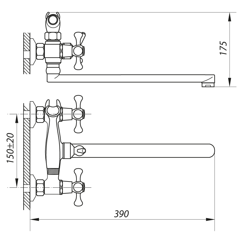 Смеситель для ванны ZERIX D4Q 722 (ZX0214) - фото 2