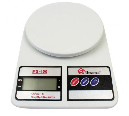 Ваги кухонні Domotec MS 400 електронні на батарейках Білий