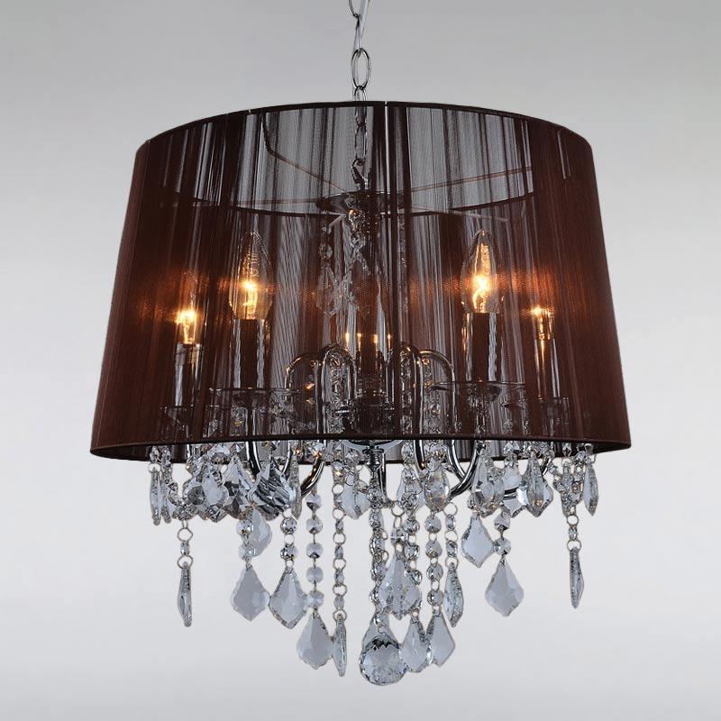 Люстра подвесная с абажуром Light House LS-15255WH-5 WH на пять ламп Хром/Коричневый