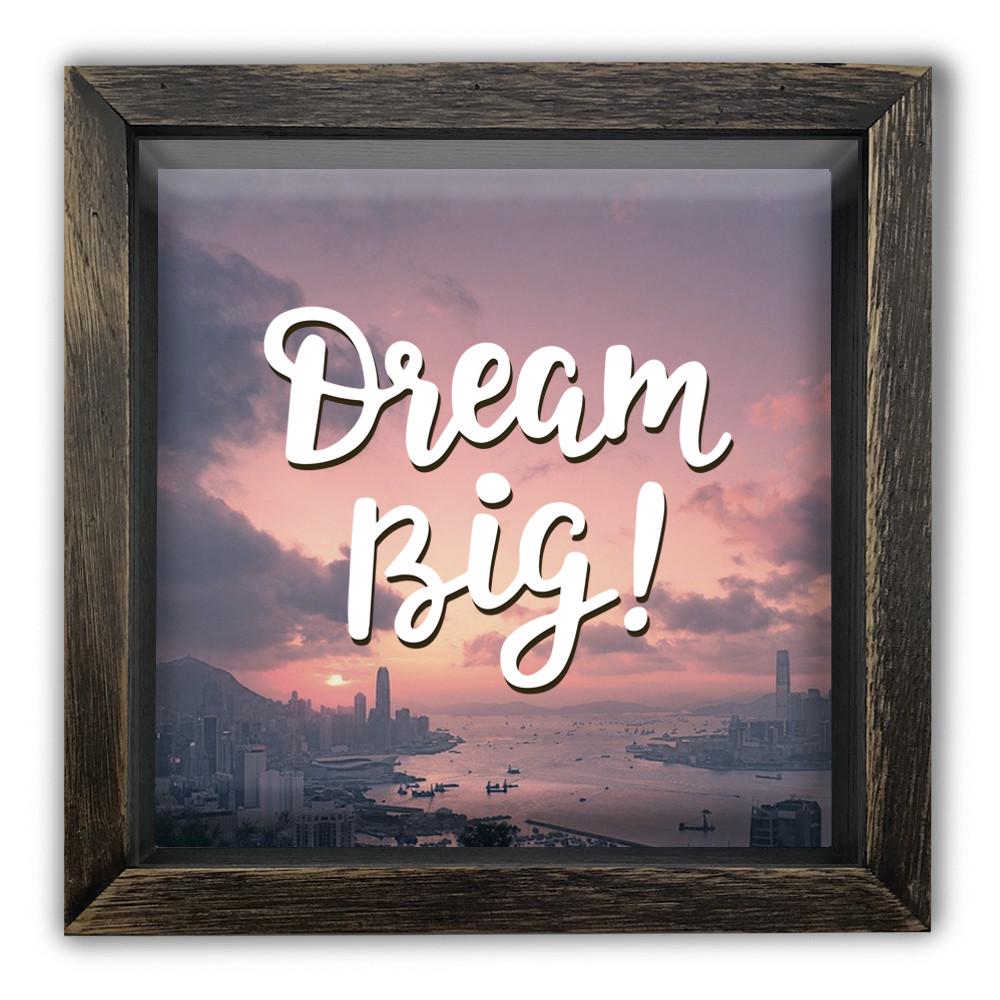 Копилка Dream big деревянная 20x20x6,5 см винтажная Коричневый (хркп0021ква)