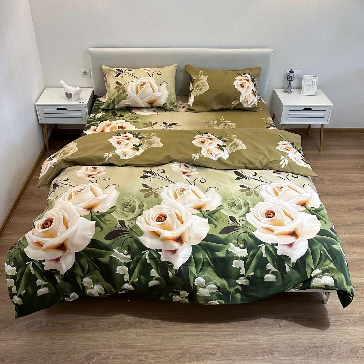 Постільна білизна Lelit полікотон сімейний Коричневий/Зелений (P-0108)