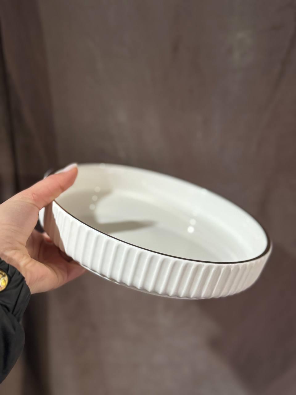 Фруктовница YIWU LB-1571G фарфоровая на металлической подставке 22,5 см Белый с золотым (30101650) - фото 5