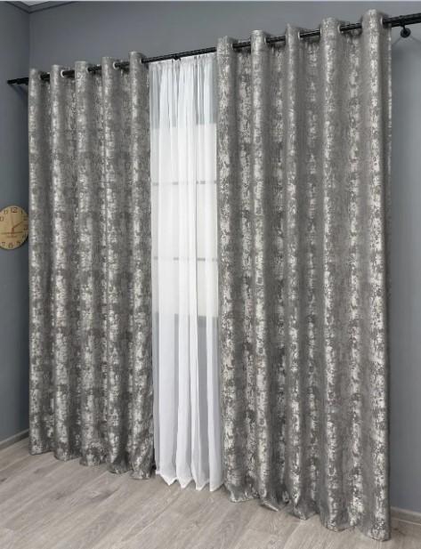 Комплект штор на люверсах Sultan YL жакард 1,5х2,5 м 2 шт. Сірий (1668ш 37-0169) - фото 7 Комплект штор на люверсах Sultan YL жакард 1,5х2,5 м 2 шт. Сірий (1668ш 37-0169) - фото 7