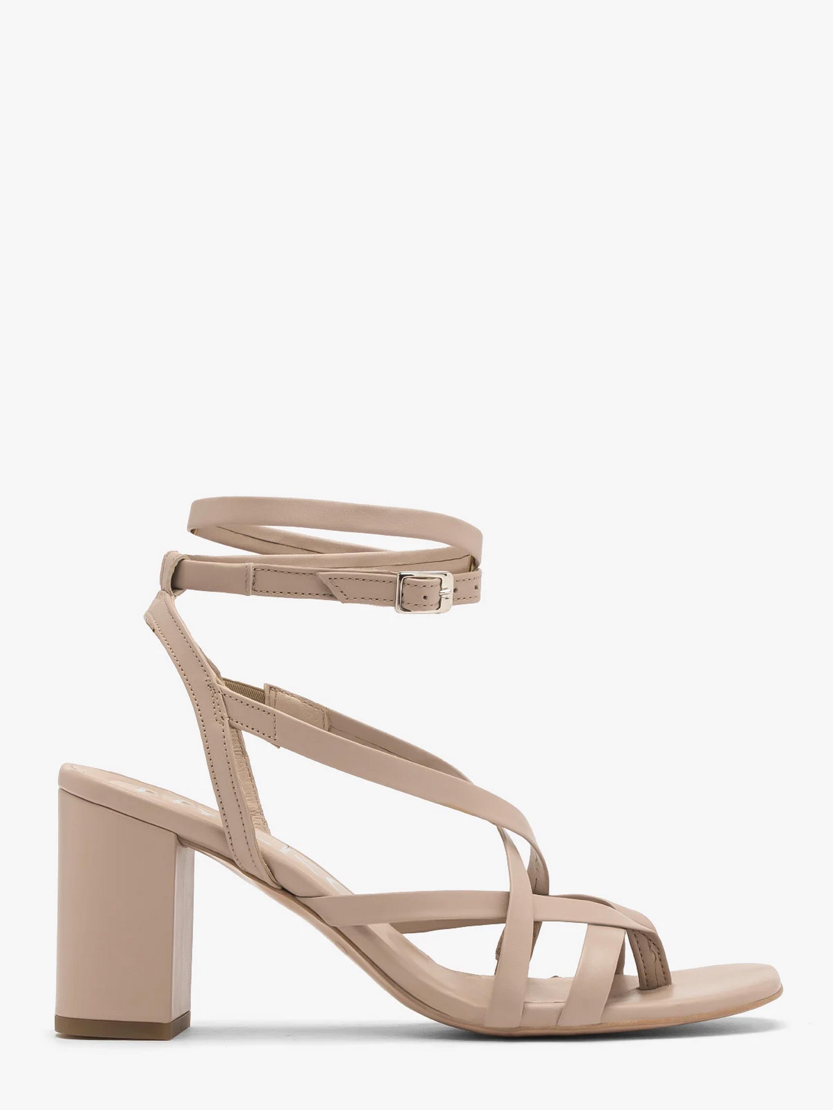 Босоніжки гладіатори жіночі RYLKO на високих підборах шкіряні р. 36 Бежевий (A7F99_T1 _3TG)