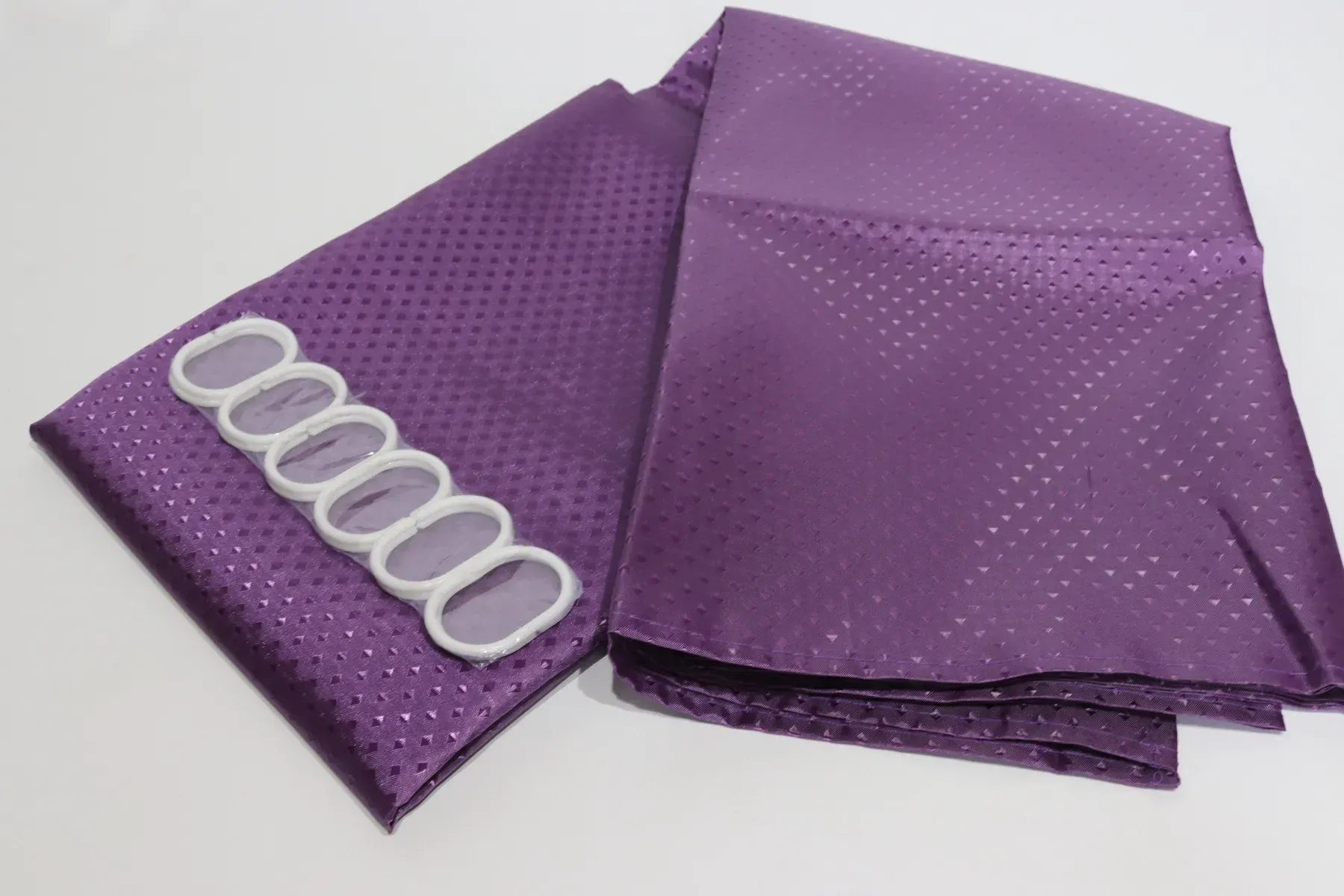 Шторка для ванной с кольцами однотонная 240х180 см Фиолетовый (5314/violet) - фото 2 Шторка для ванной с кольцами однотонная 240х180 см Фиолетовый (5314/violet) - фото 2