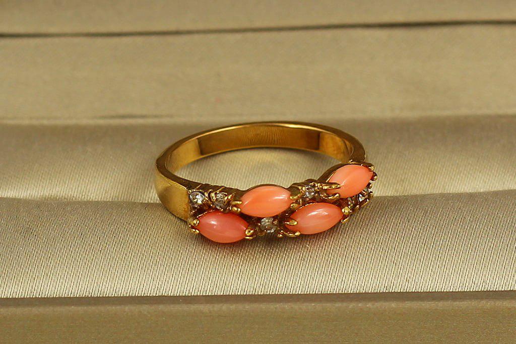 Кольцо пунктир коралл р. 19 Золотистый (28957082) - фото 2