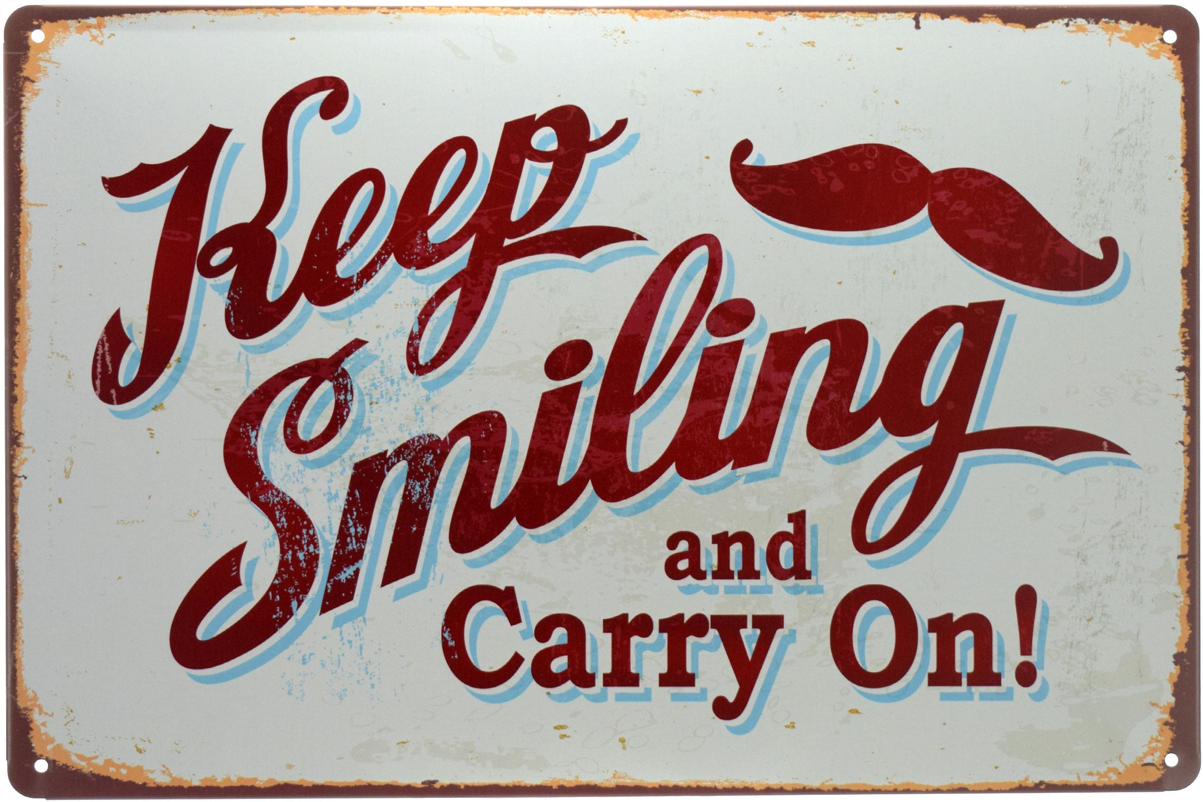 Табличка металева Зберігай Посмішку І Продовжуй/Keep Smiling And Carry On 20x30 см
