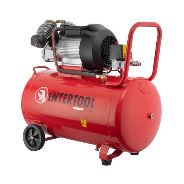 Компресор Intertool 100 л 3 кВт 220 В 10 aтм 420 л/хв 2 циліндри (PT-0008) - фото 2