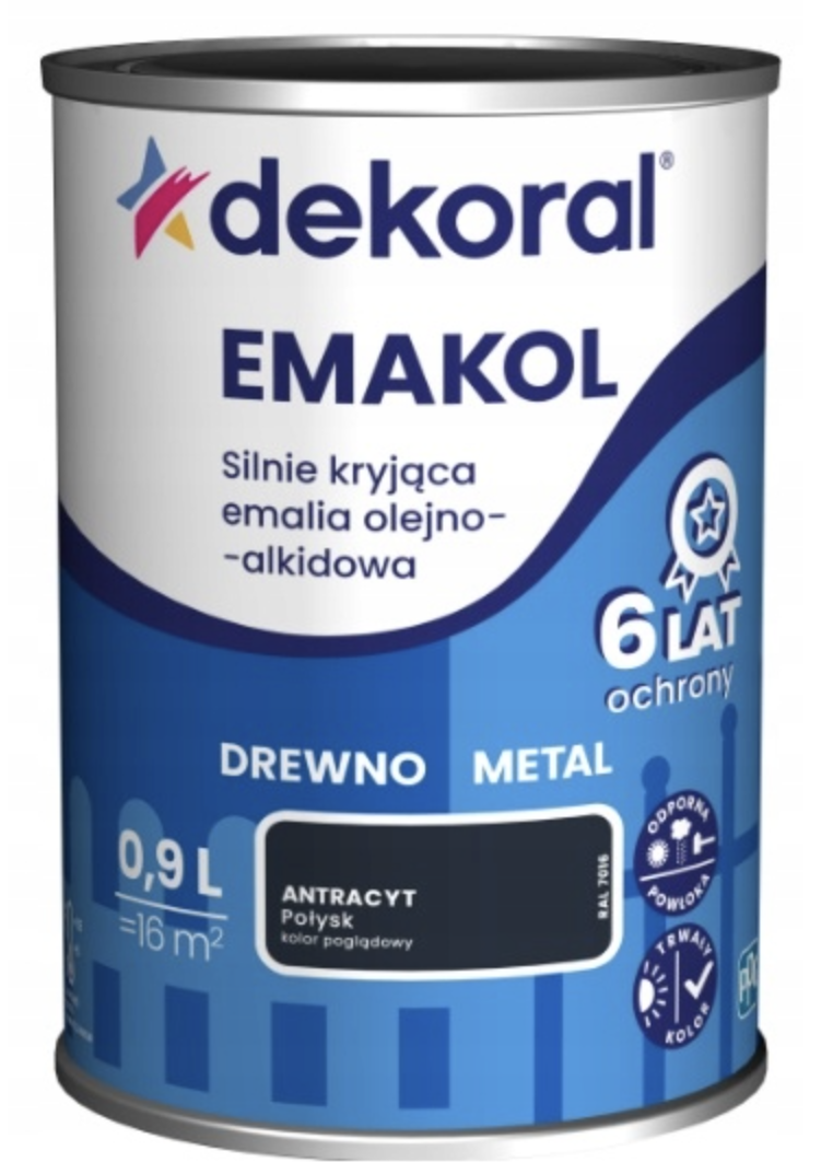 Эмаль для дерева и металла Dekoral Emakol 0,9 л Антрацит RAL 7016 (2600617817) - фото 1 Эмаль для дерева и металла Dekoral Emakol 0,9 л Антрацит RAL 7016 (2600617817) - фото 1
