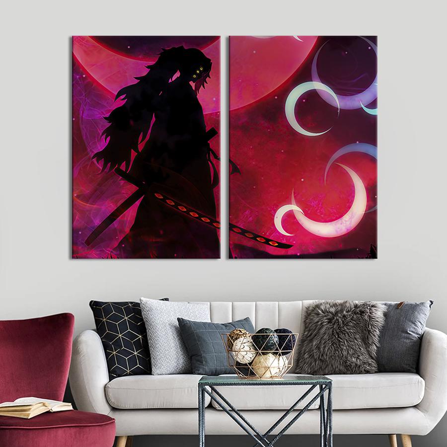 Настенный декор диптих картина на холсте для интерьера Kokushibo Demon slayer 71x51 см (703-2)