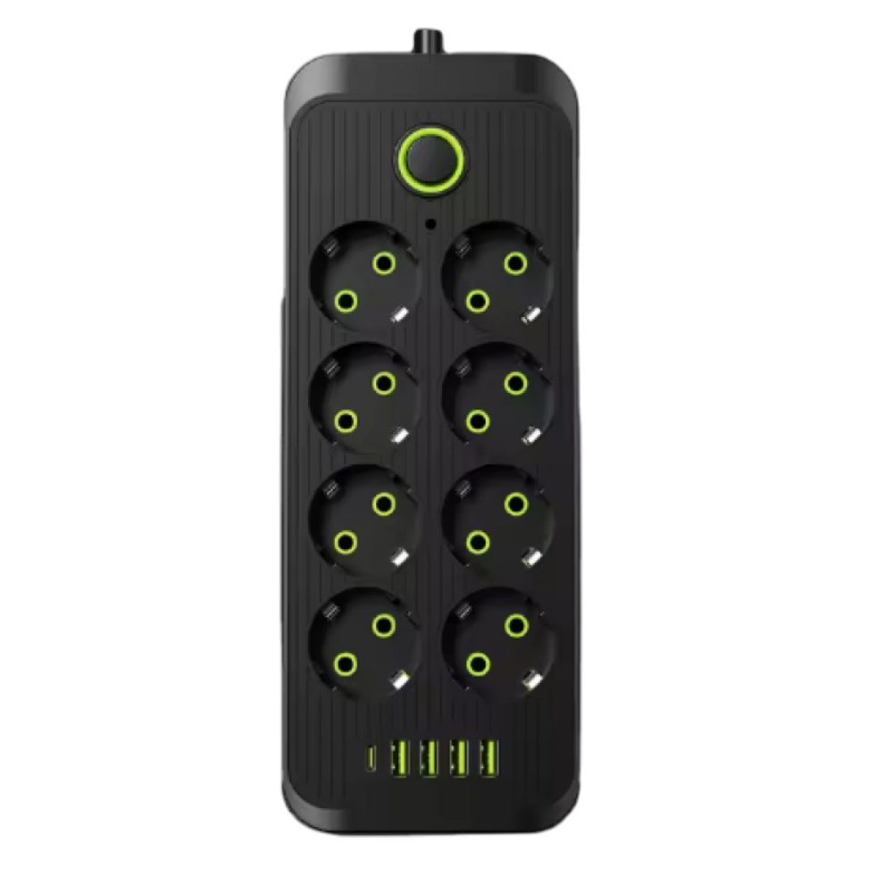 Удлинитель с предохранителем 8 розеток/4 USB/1 Type-C 5000 Вт 5 м Черный (1079\1)
