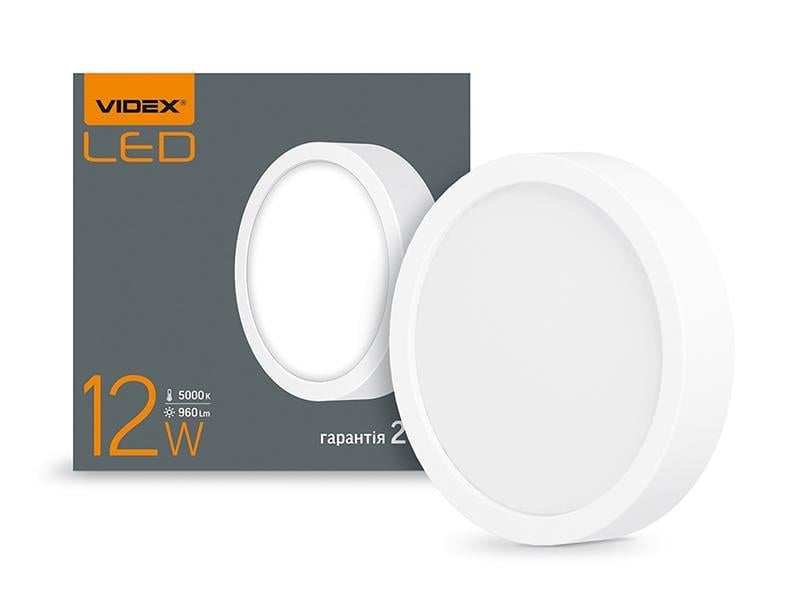 Світильник світлодіодний накладний Videx круглий 12 Вт 5000К IP20 (VL-DLRS-125/25232205)