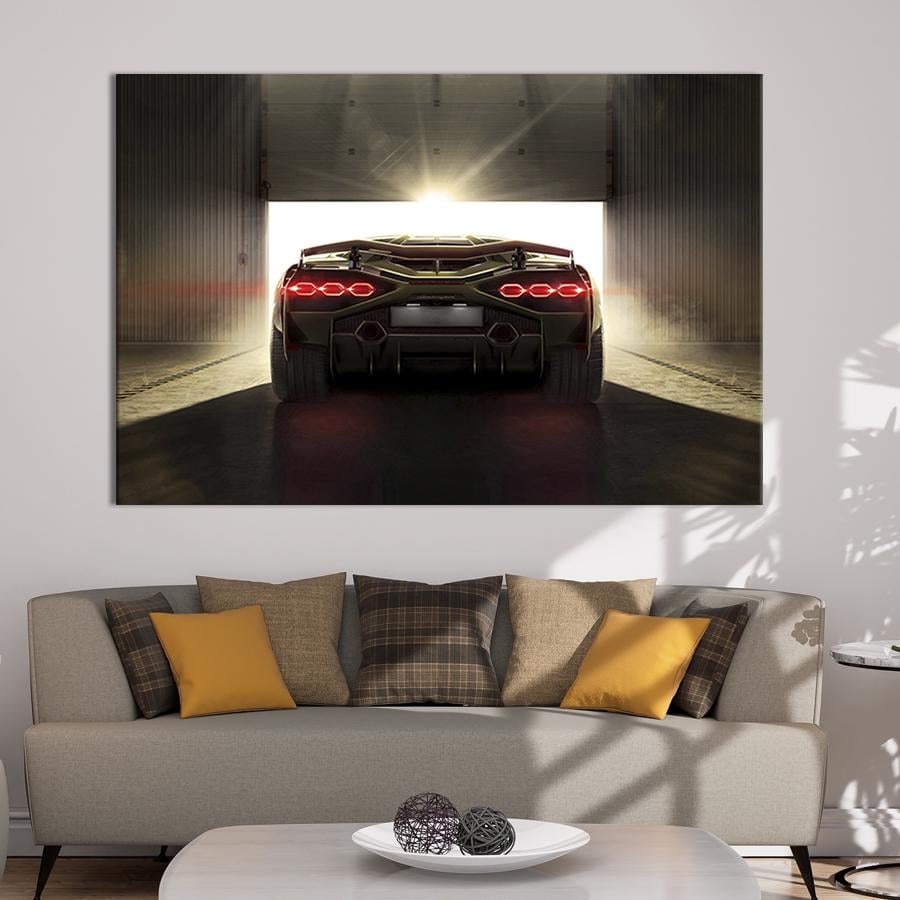 Настенный декор картина на холсте для интерьера Lamborghini Sian 120x80 см (87-1)