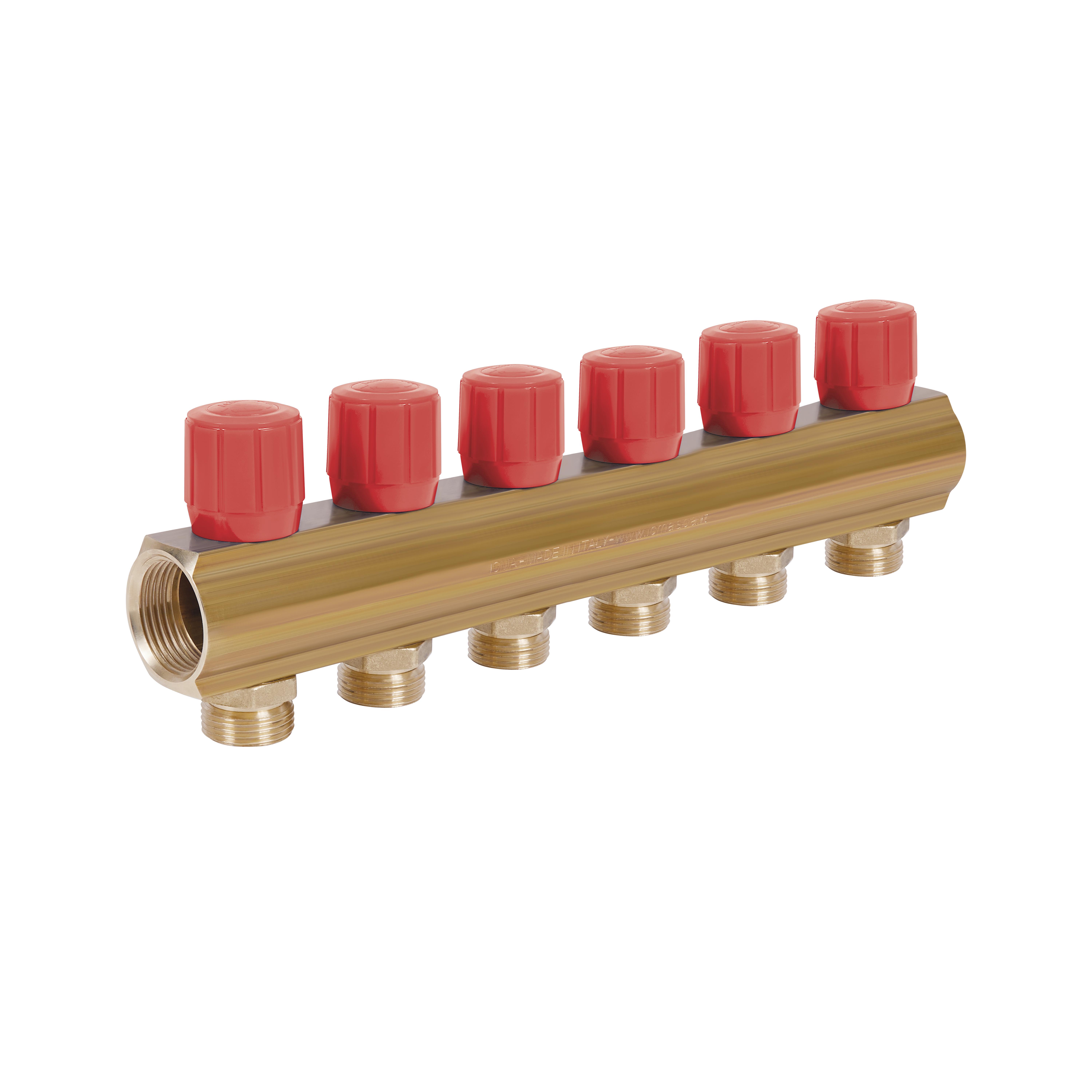 Коллектор ICMA с регулировочными вентилями 1" 6 выходов №1105 Red (SD00049598)