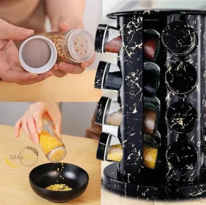 Органайзер для специй Marble 16 шт. Черный (23187905) - фото 2