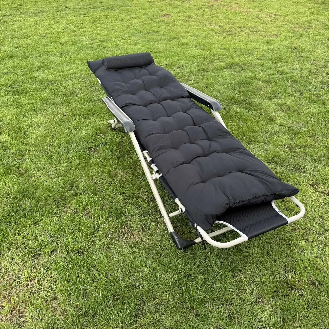 Шезлонг садовый тканевый с матрасом Garden Серый/Черный - фото 6 Шезлонг садовый тканевый с матрасом Garden Серый/Черный - фото 6