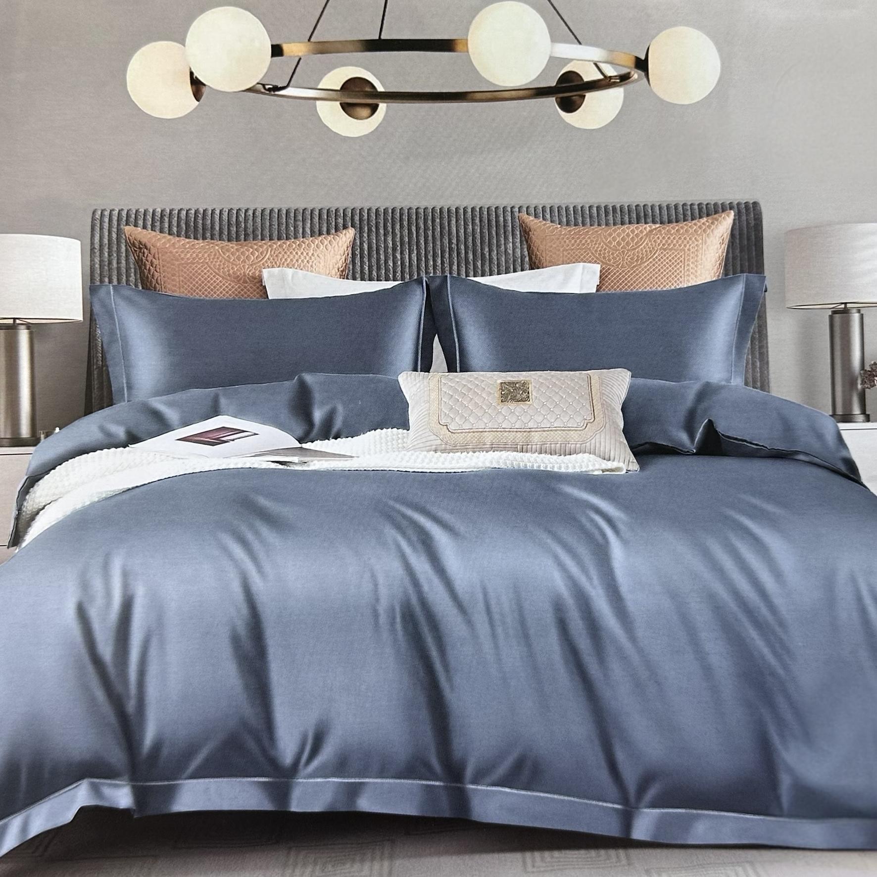 Комплект постельного белья Koloco Сатин двуспальный 180x220 см Голубой (06-402-10)