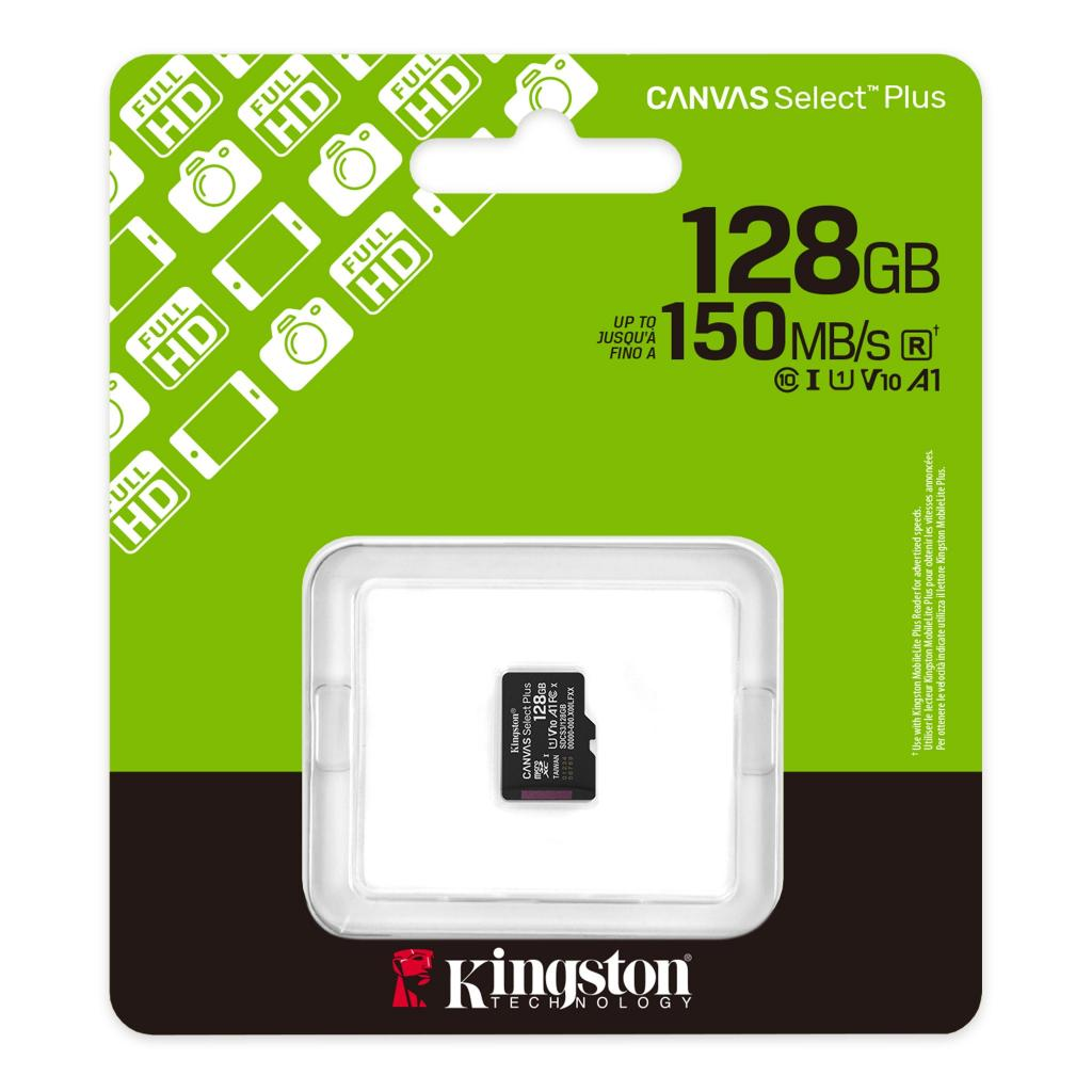 Карта памяти Kingston Canvas Select Plus microSDXC 128 Гб UHS I Class 10 V10 (SDCS3/128GBSP) - фото 3