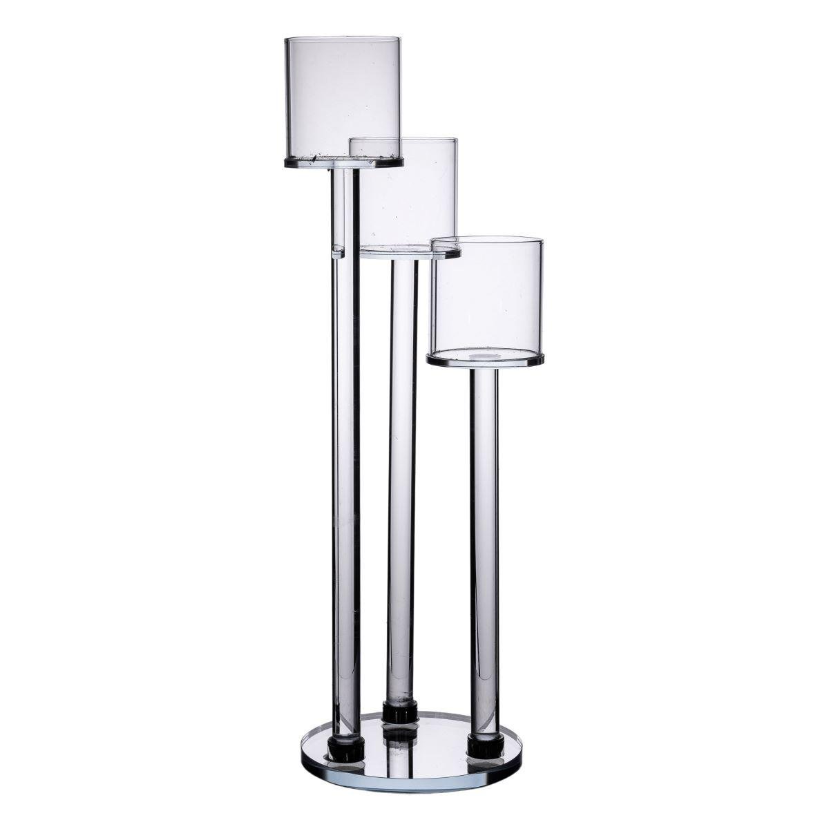 Подсвечник стеклянный Light House LG-30110 CL на ножке на 3 свечи высота 38 см Прозрачный