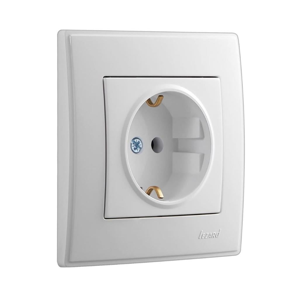 Розетка Lezard Lesya 1-я с заземлением Белый