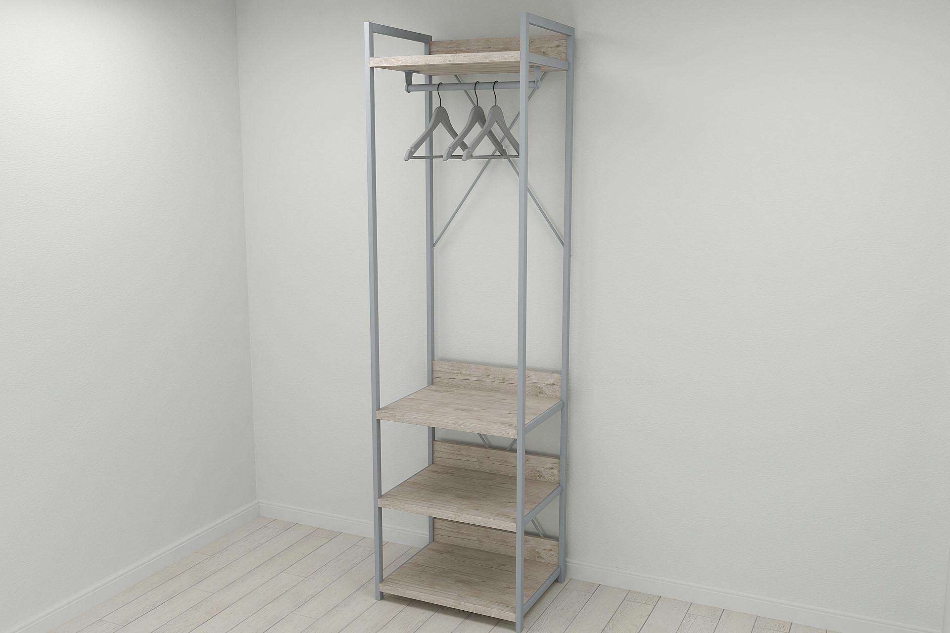 Шкаф гардероб уни секция 3 серии Конект Ferrum-decor 220x60x50 см металл Серый/ДСП Дуб Шервуд (SHG051)