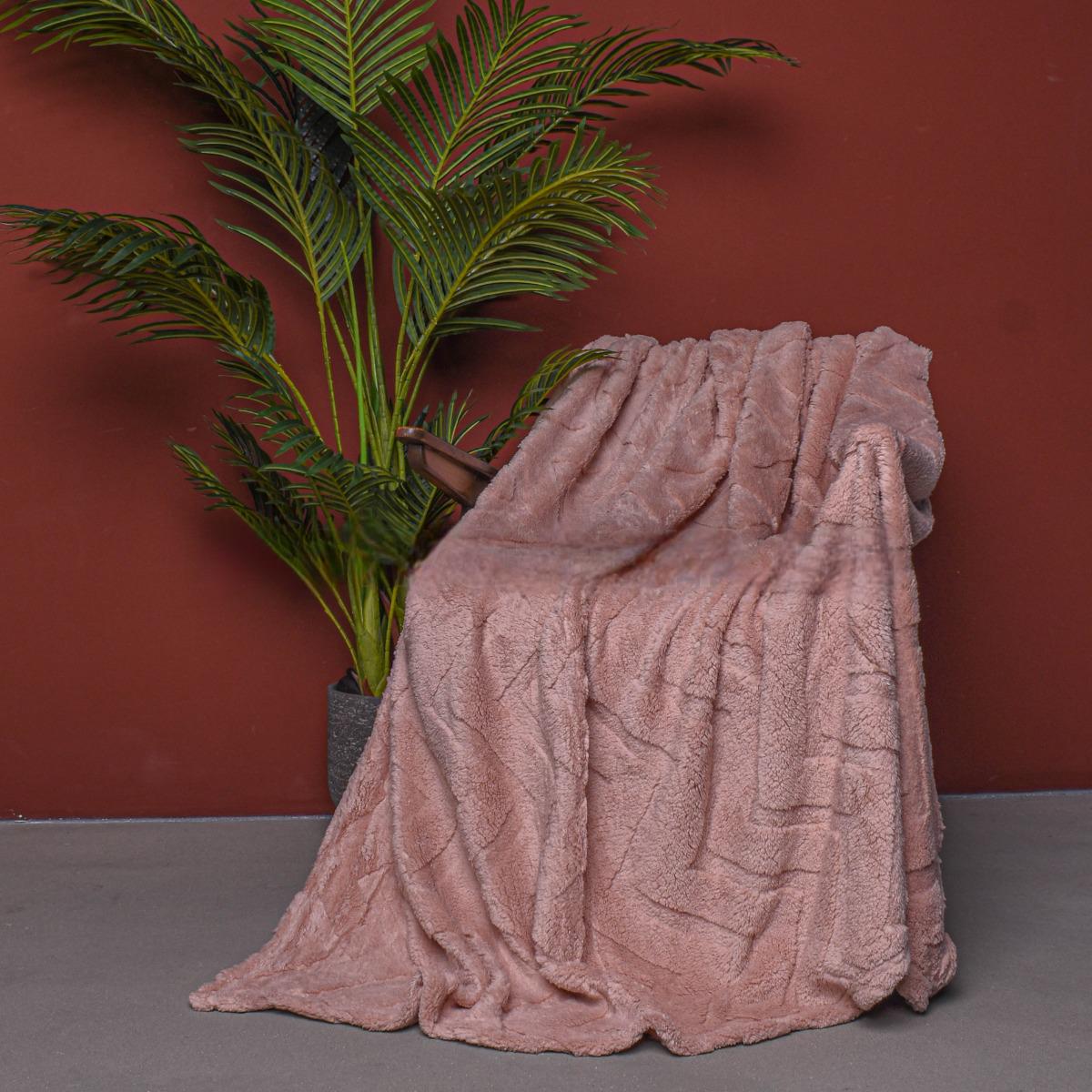 Плед пушистый Koloco Большие зигзаги евро 200х230 см Розовый (38533)