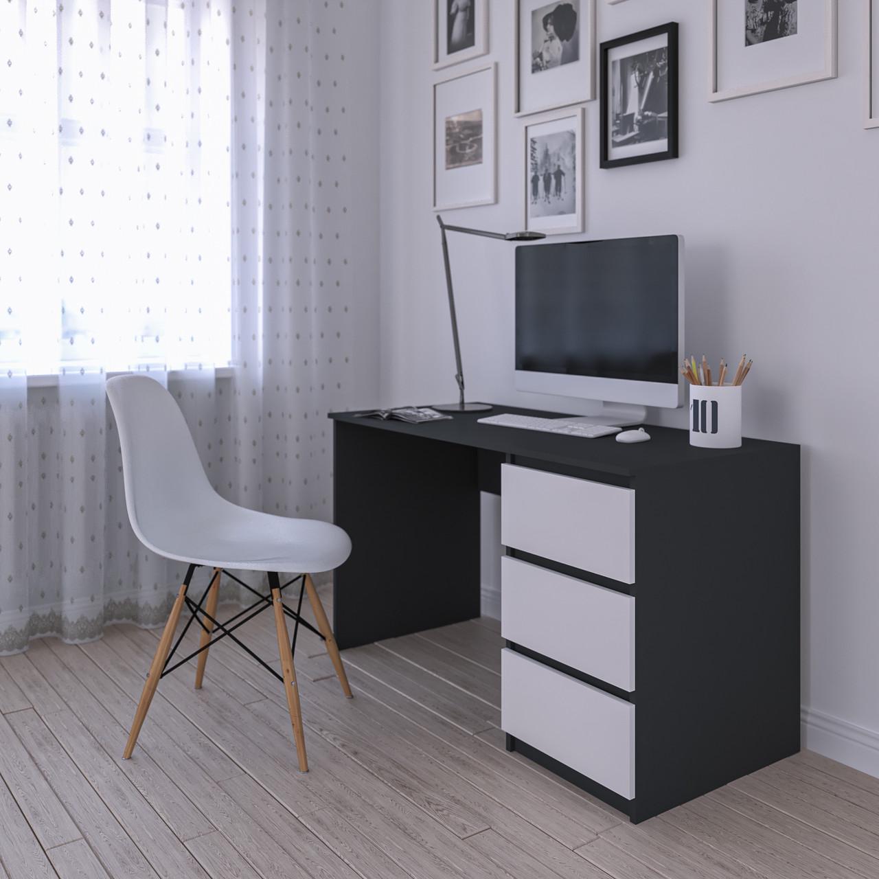 Стол компьютерный с тумбой Вайс R-1 1200х600х755 мм Антрацит/Белый фасад (30469175) - фото 2 Стол компьютерный с тумбой Вайс R-1 1200х600х755 мм Антрацит/Белый фасад (30469175) - фото 2