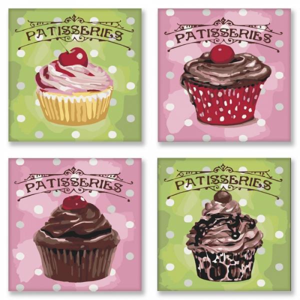 Набор для росписи по номерам Идейка полиптих Сладкий настроение 18х18 см (KNP003-mt)