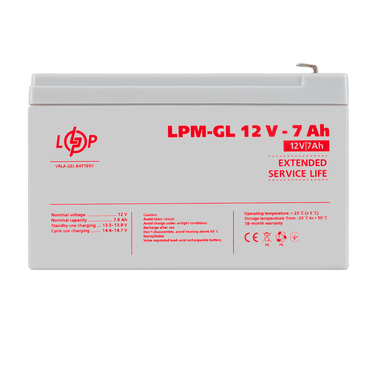 Аккумулятор гелевый LPM-GL 12V-7 Ah