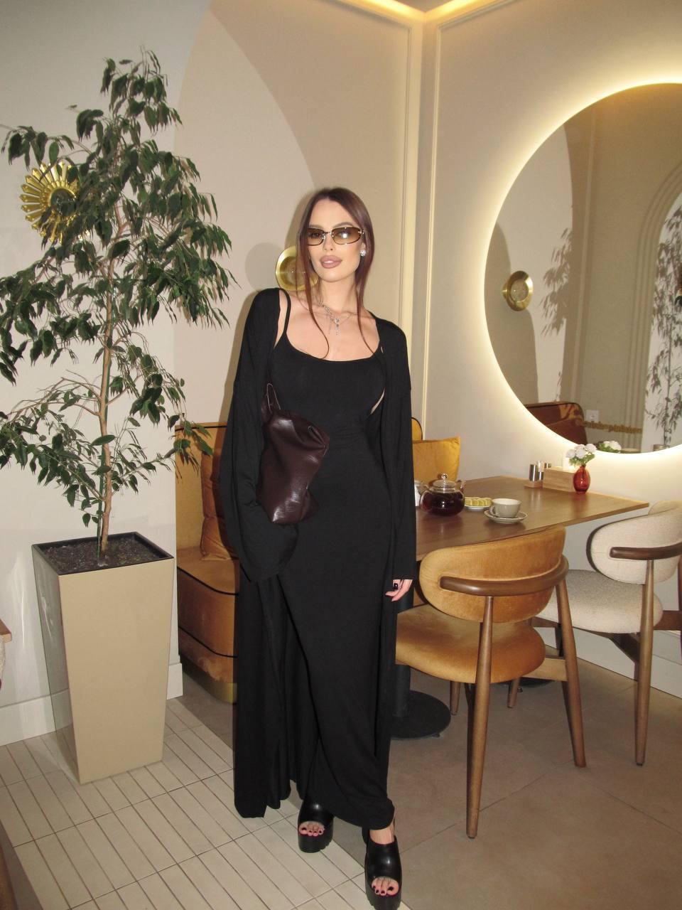 Костюм женский платье/кардиган вискоза р. 42–44 Черный (33243196)