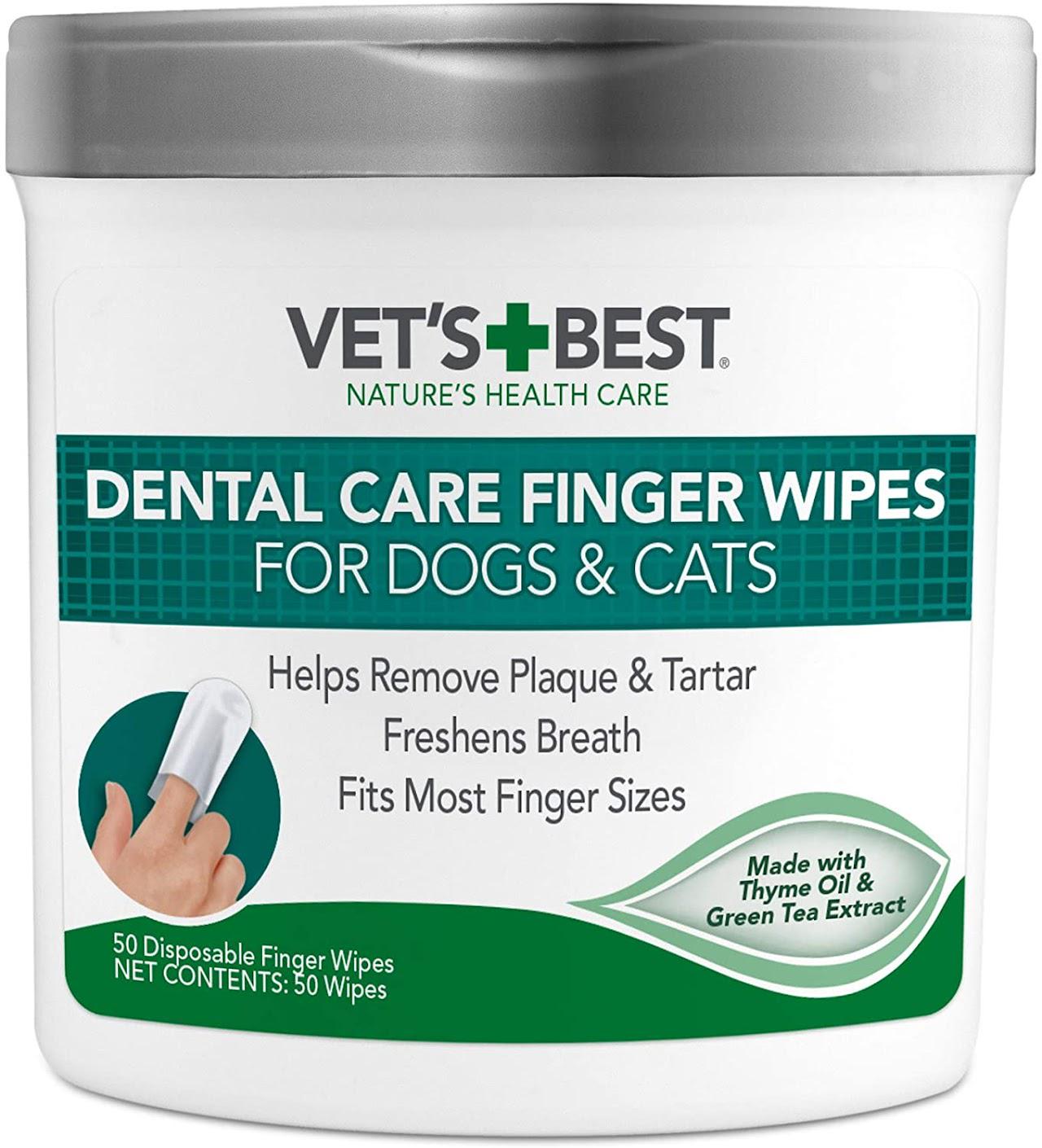 Салфетки для ухода за полостью рта Vet's Best Dental Care Finger Wipes для собак 50 шт. (vb00001)