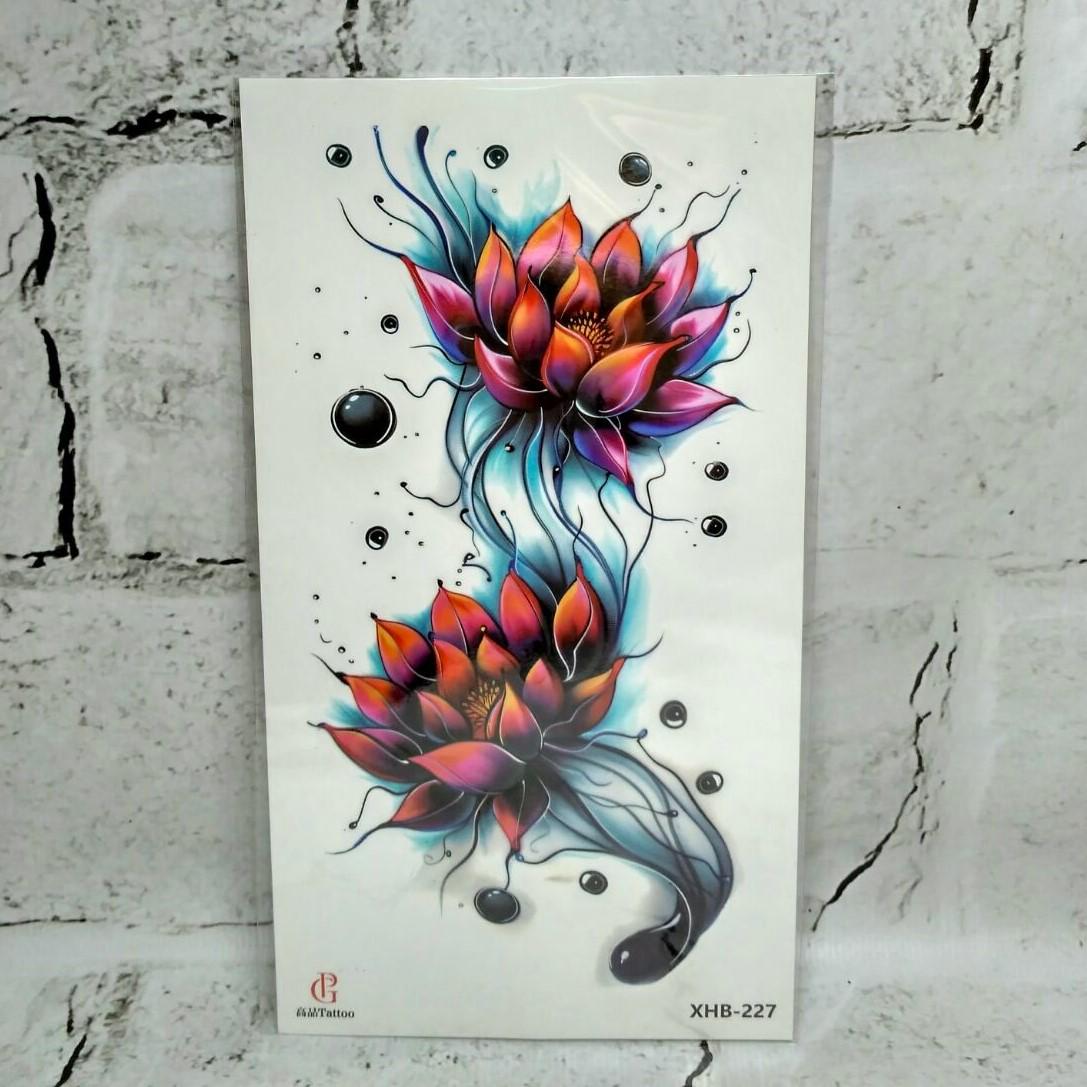 Тату временное Цветы лист 11,5x21 см (XHB-227)