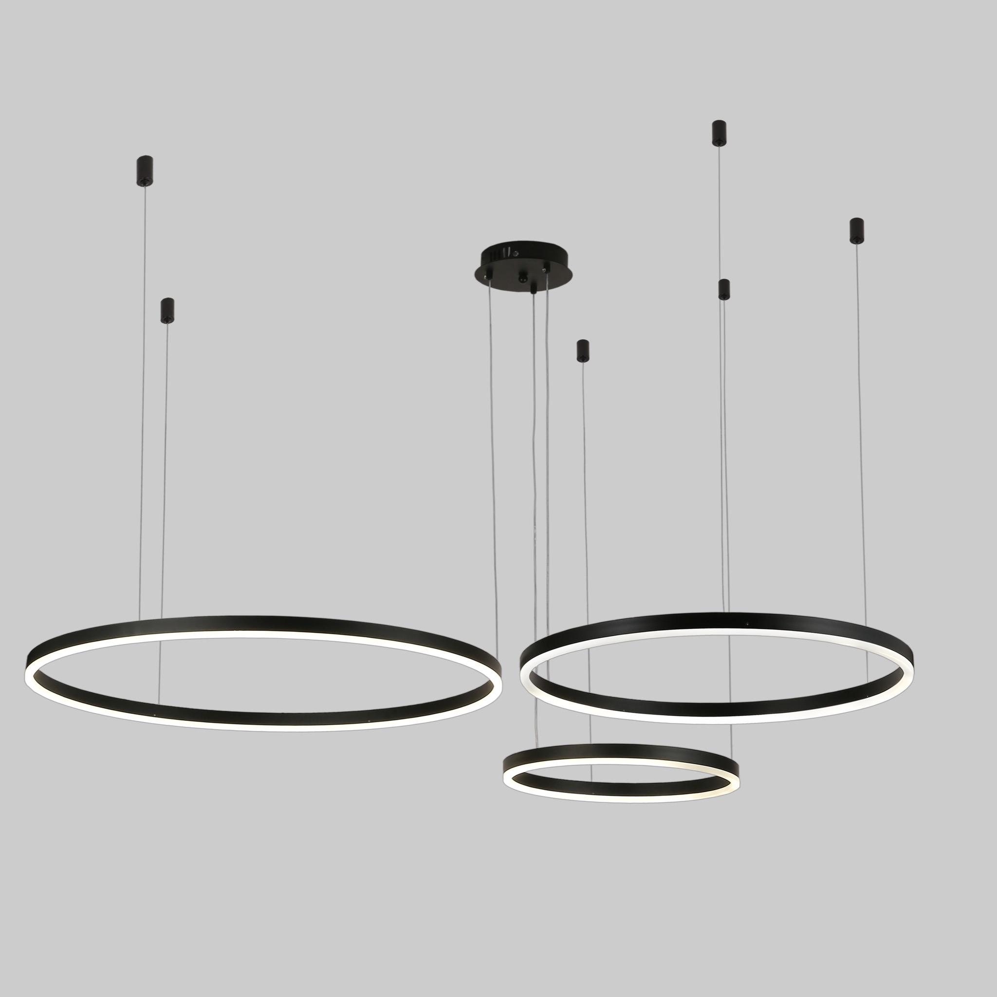 Люстра Levistella Circle тройная подвесная светодиодная d 40 + 60 + 80 см Черный Люстра Levistella Circle тройная подвесная светодиодная d 40 + 60 + 80 см Черный