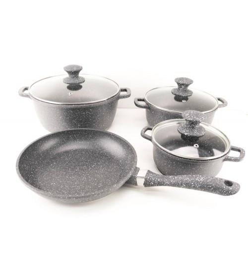 Набор кастрюль с мраморным покрытием A-Plus 1501 7 пр. Черный