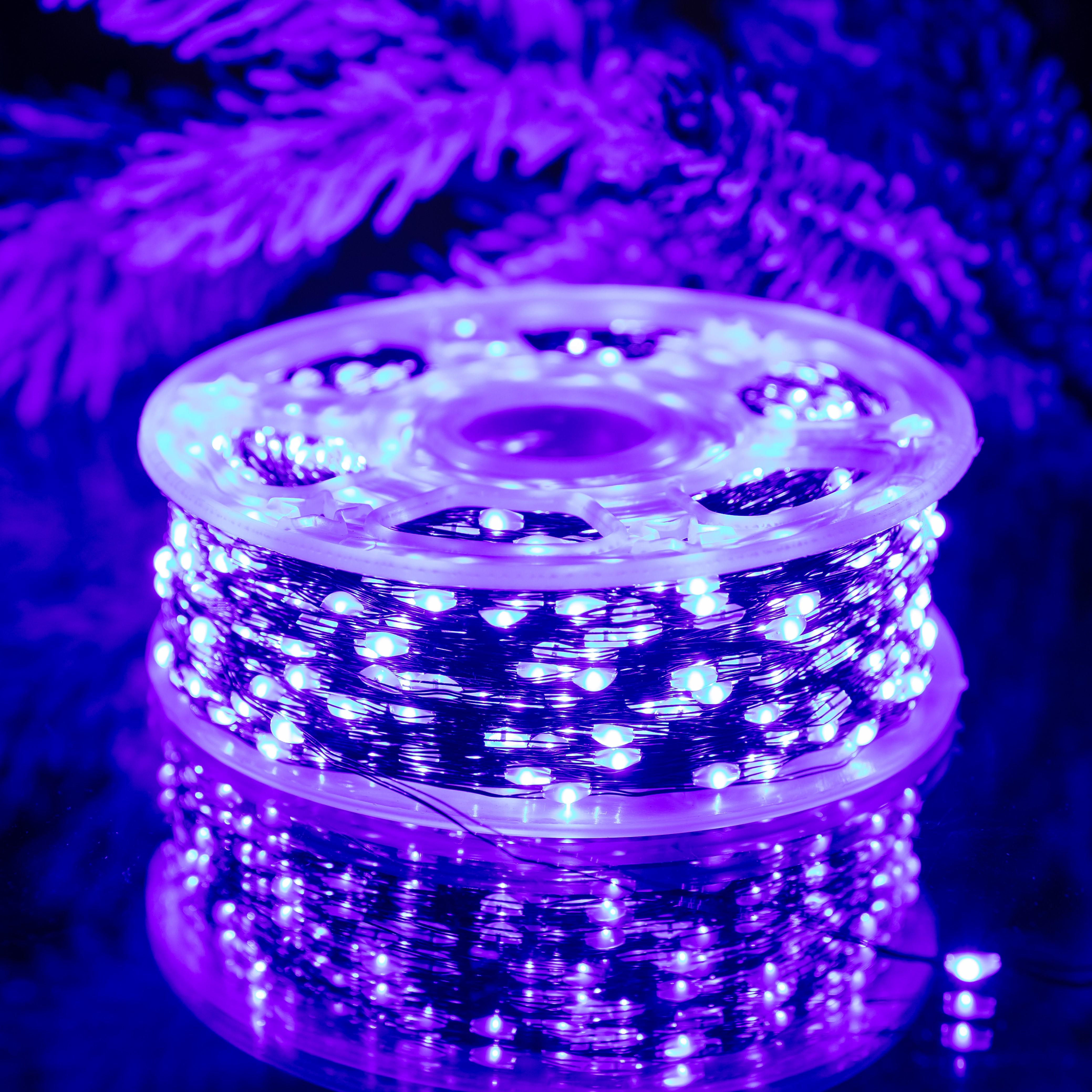 Гірлянда нитка зелена для декору GarlandoPro Роса з пультом від мережі 500 LED 50 м Синій (147-107-500L50MGBL) - фото 3