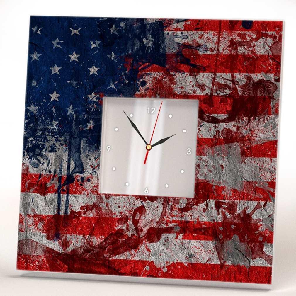 Годинник настінний декоративний WonderCloud прапор Америки 260x260 мм (C03002)