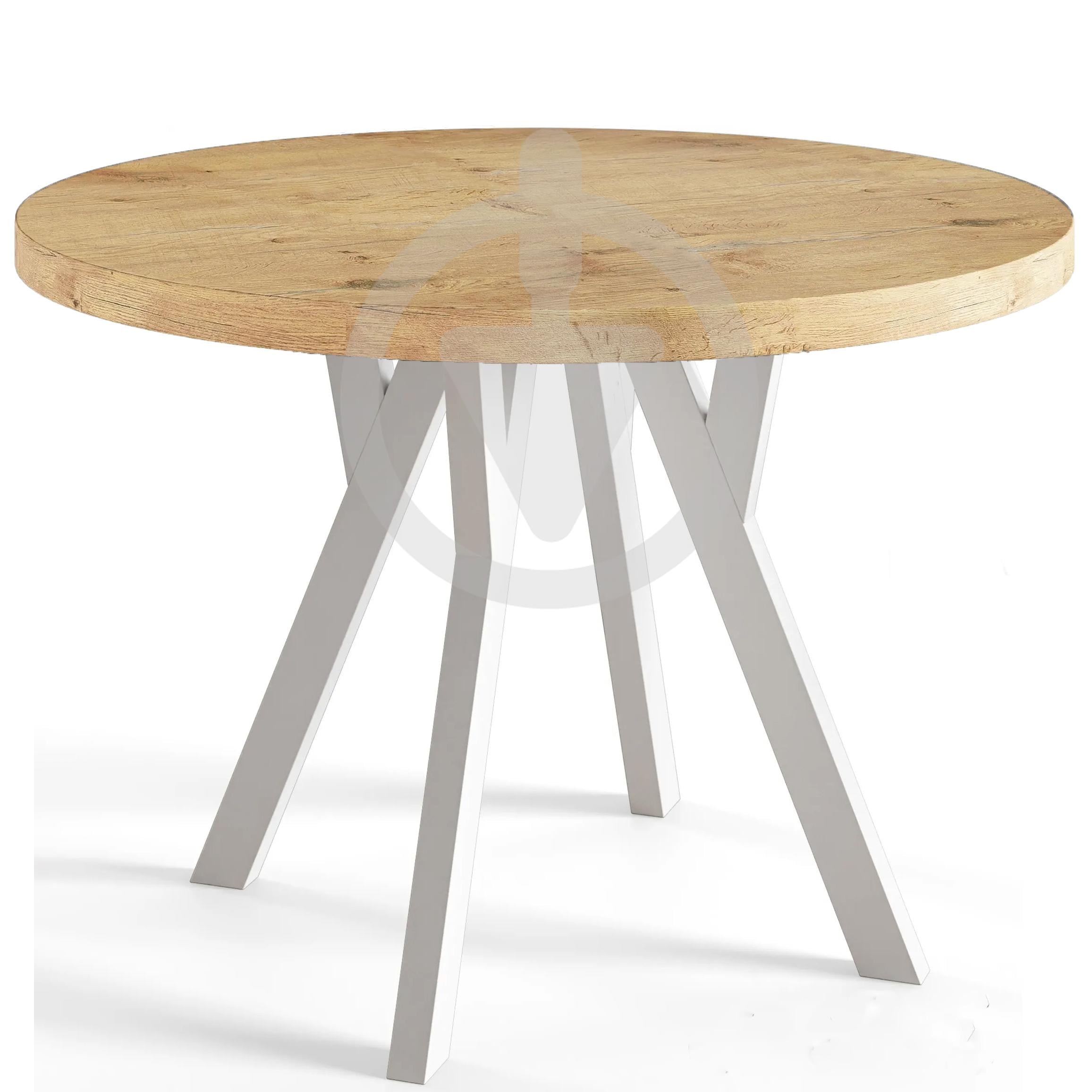 Стол кухонный круглый RoMax Lite Loft 90 см Дуб крафт золотой/белый