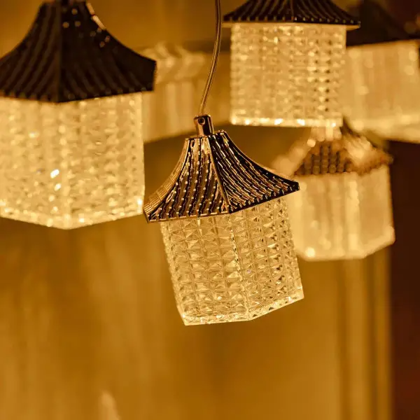 Гірлянда штора мережева LED з об'ємними фігурами будиночків у китайському стилі 3х0,9 м 6 ламп Теплий жовтий (6L3MLIG) - фото 7