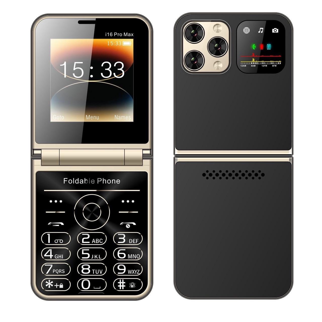 Кнопочный телефон складной мобильный SERVO Foldable Phone I16 Max 4SIM Black - фото 3 Кнопочный телефон складной мобильный SERVO Foldable Phone I16 Max 4SIM Black - фото 3