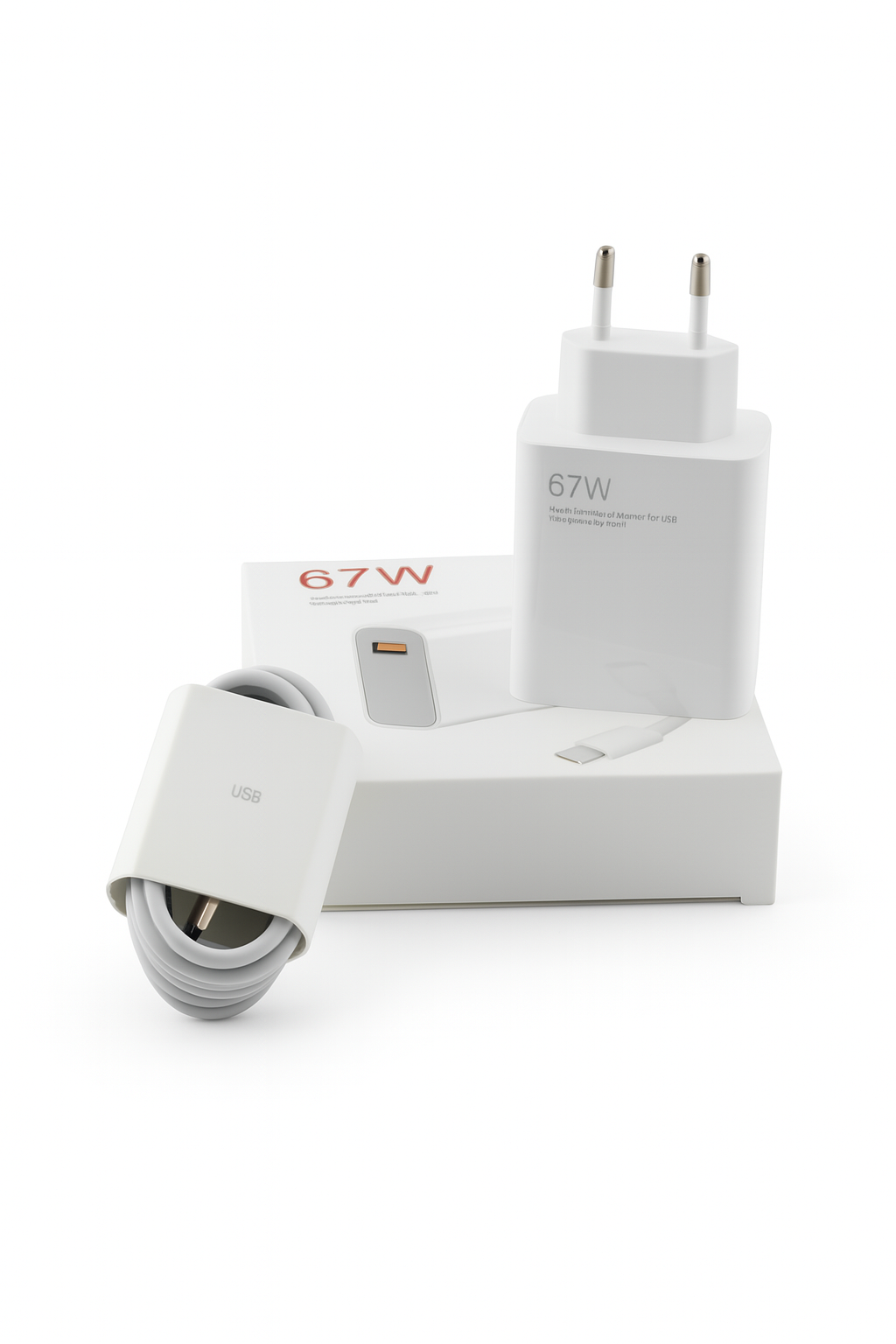 Зарядное устройство Adapter 9170 USB с кабелем Type-C 67W White (597816)