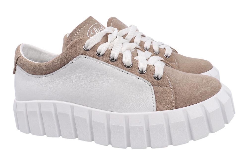 Кеды женские Road Style из замши на платформе на шнуровке р. 38 Бежевый (72-21DTC)