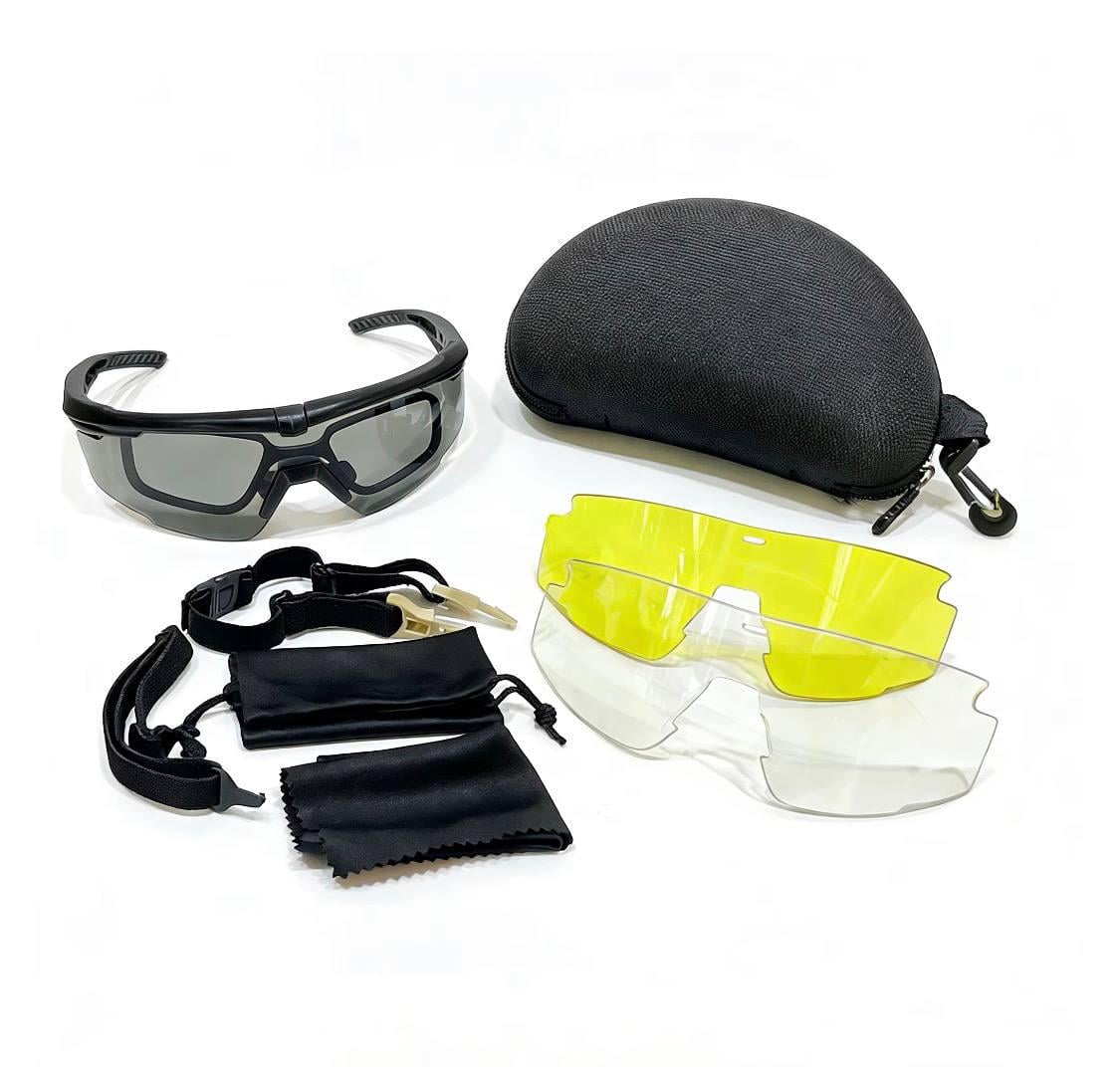 Очки военные тактические защитные с сменными линзами Oakley Polarization с диоптрийной вставкой 3 шт.