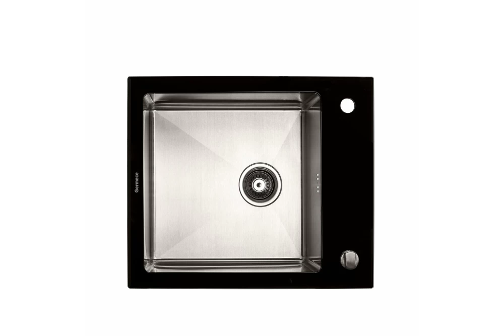 Мойка для кухни Platinum Germece Handmade 60х51х20 см Black Glass (374830)