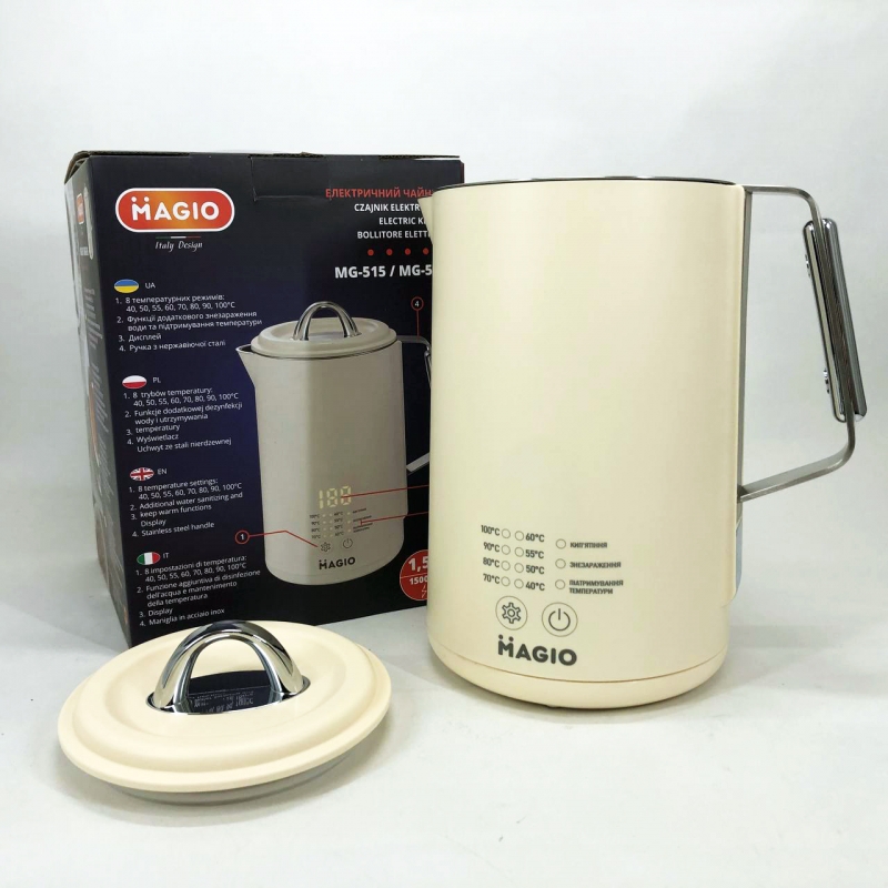 Електрочайник Magio MG-516 з регулювання температури 1,5 л 1500W (26202743) - фото 12 Електрочайник Magio MG-516 з регулювання температури 1,5 л 1500W (26202743) - фото 12
