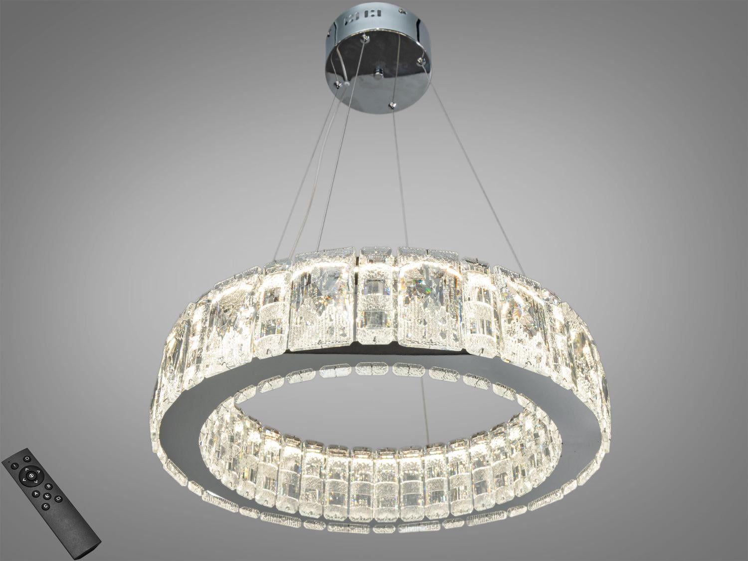 Люстра подвесная LED Diasha хрусталь/пульт 55 Вт Хром (585/500HR)