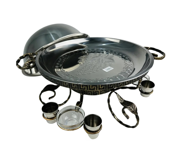 Садж для подачи Греция 36 см с соусницами и рюмками + крышка (10555752)